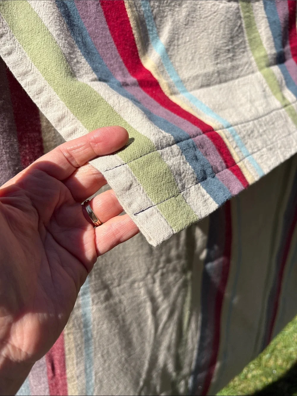 Large striped curtain panel/tablecloth/fabric Neutral with bold stripes